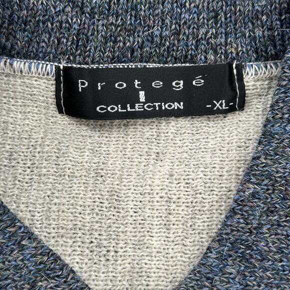 Protege Sweater Mens XL Gray Blue Knit Pullover Wool Alpaca Grandpa Dad 90s USA - Picture 2 of 4